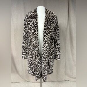 BB Dakota Leopard Faux Fur Coat Size XS | Longline Statement Jacket